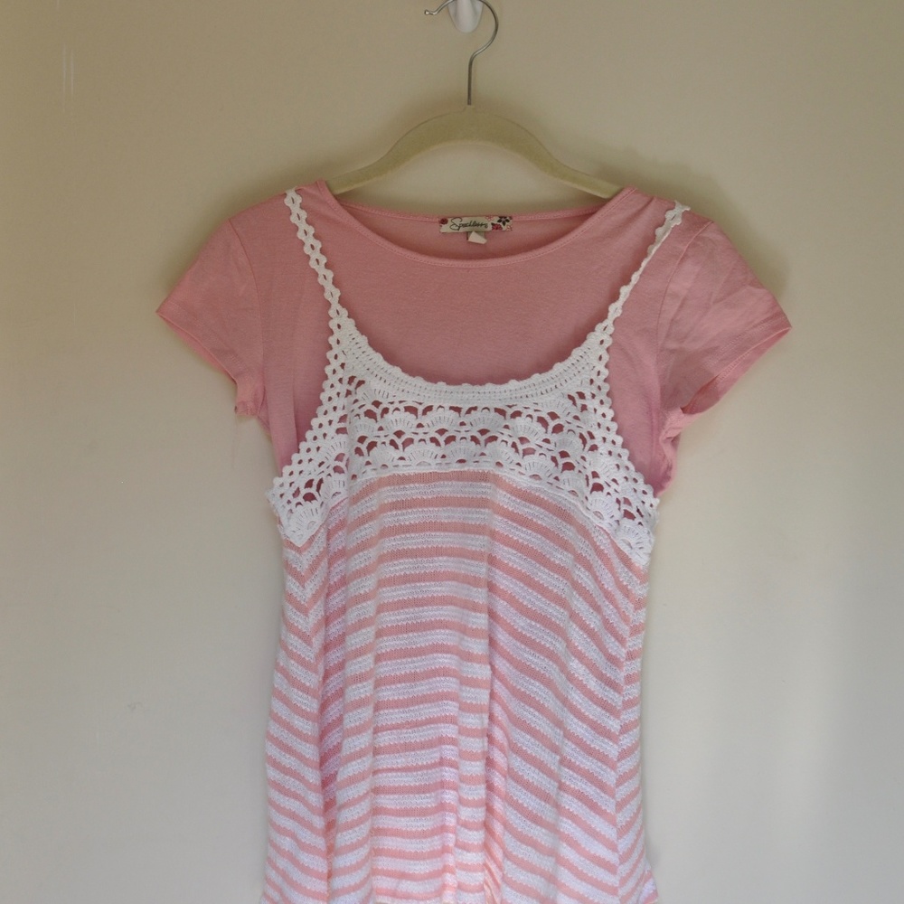 Girls pink overlapping shirt